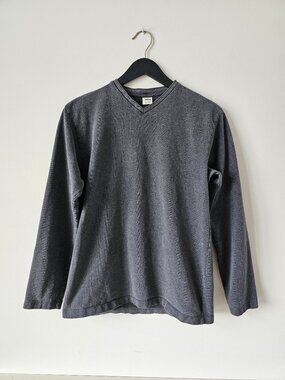 Old Navy Grey V-Neck Long Sleeve 100% Cotton Sweater Men's Large